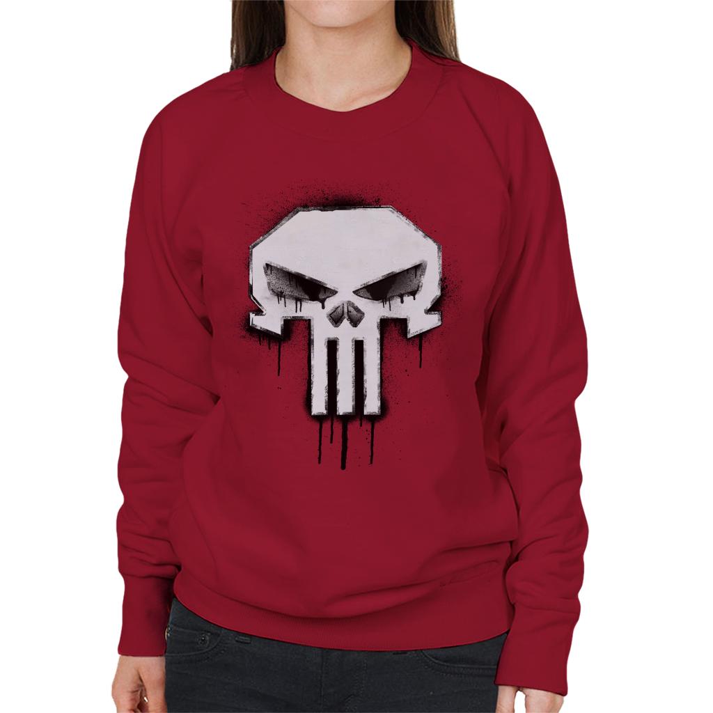 Marvel The Punisher Classic Paint Drip Skull Logo Women's Sweatshirt-ALL + EVERY