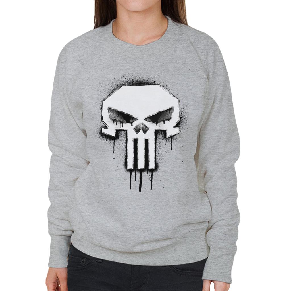 Marvel The Punisher Classic Paint Drip Skull Logo Women's Sweatshirt-ALL + EVERY