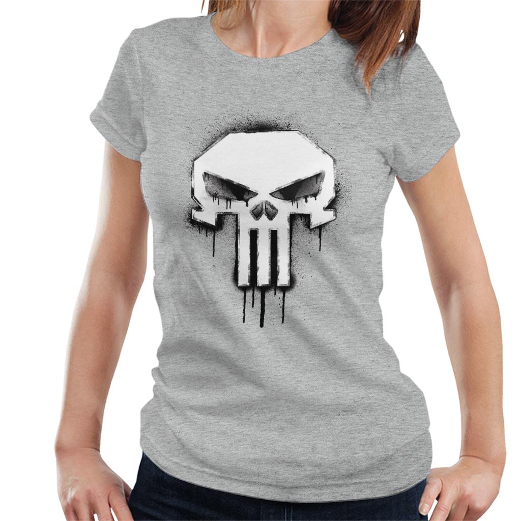 Marvel The Punisher Classic Paint Drip Skull Logo Women's T-Shirt-ALL + EVERY