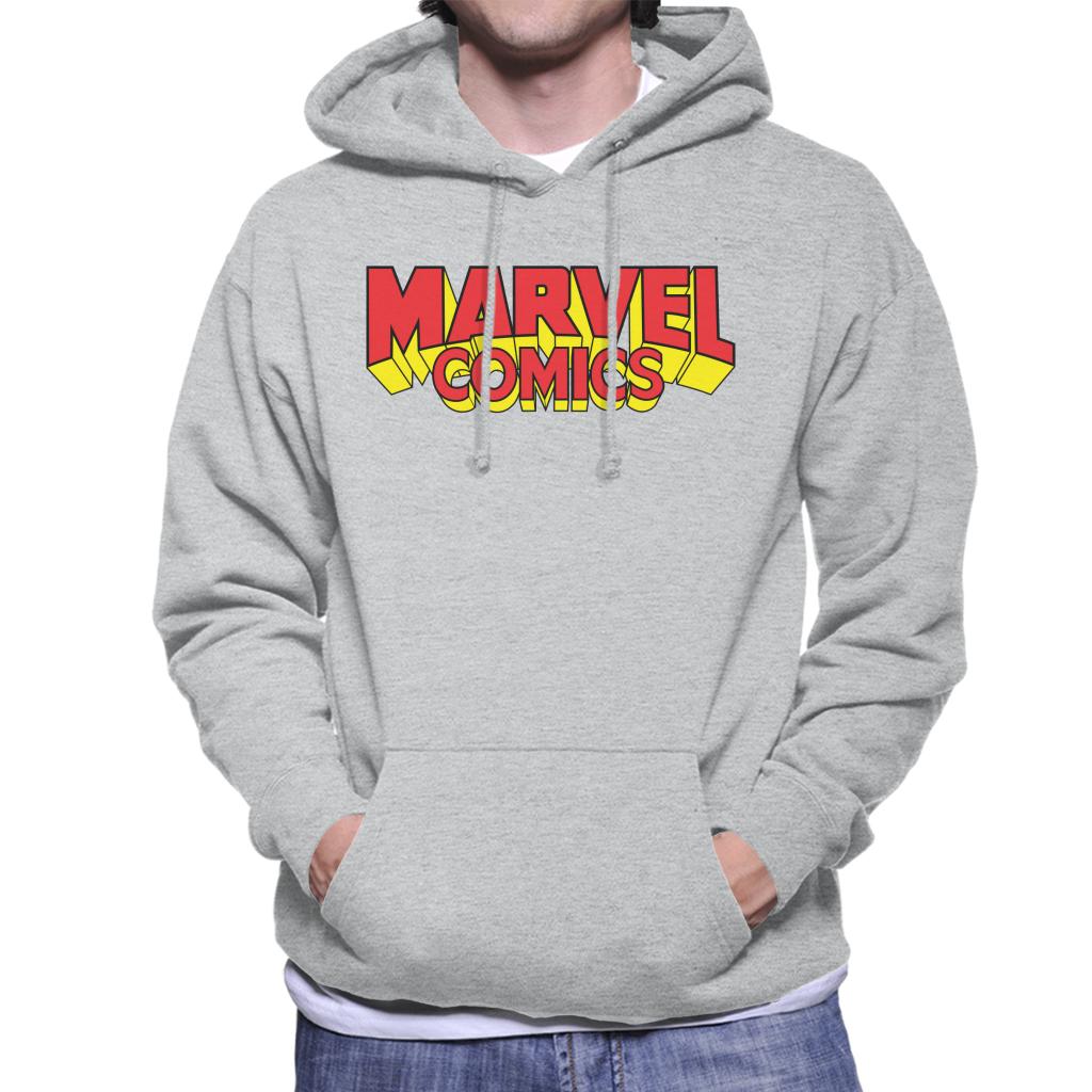 Marvel Comics Retro Red Yellow Logo Men's Hooded Sweatshirt-ALL + EVERY