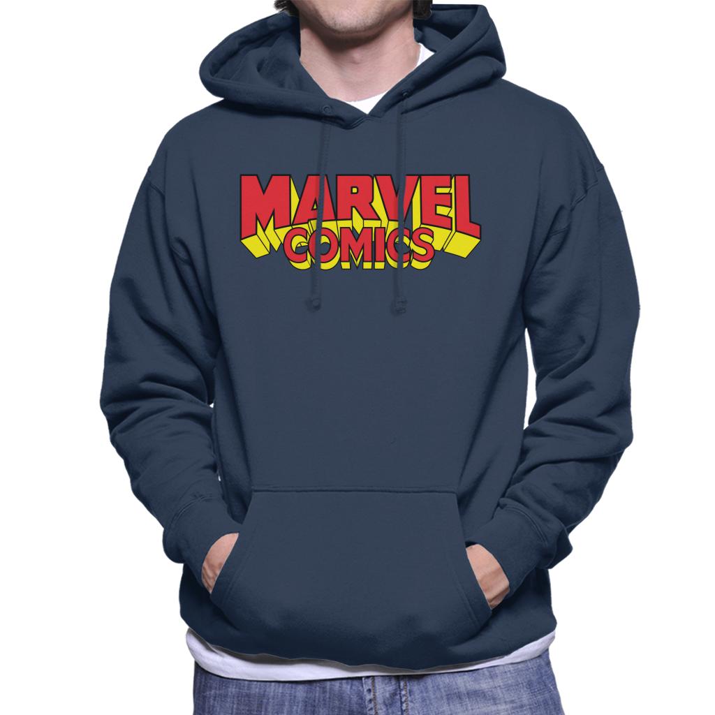 Marvel Comics Retro Red Yellow Logo Men's Hooded Sweatshirt-ALL + EVERY