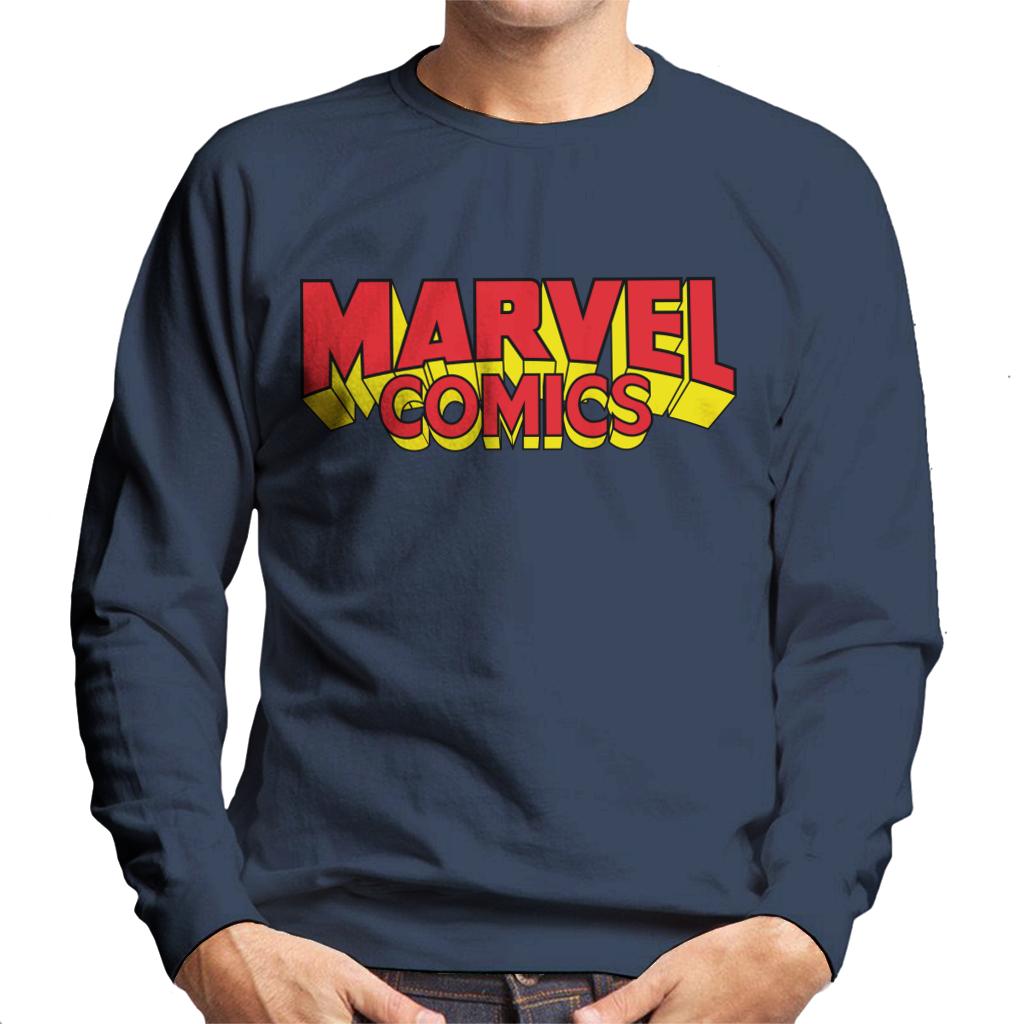 Marvel Comics Retro Red Yellow Logo Men's Sweatshirt-ALL + EVERY