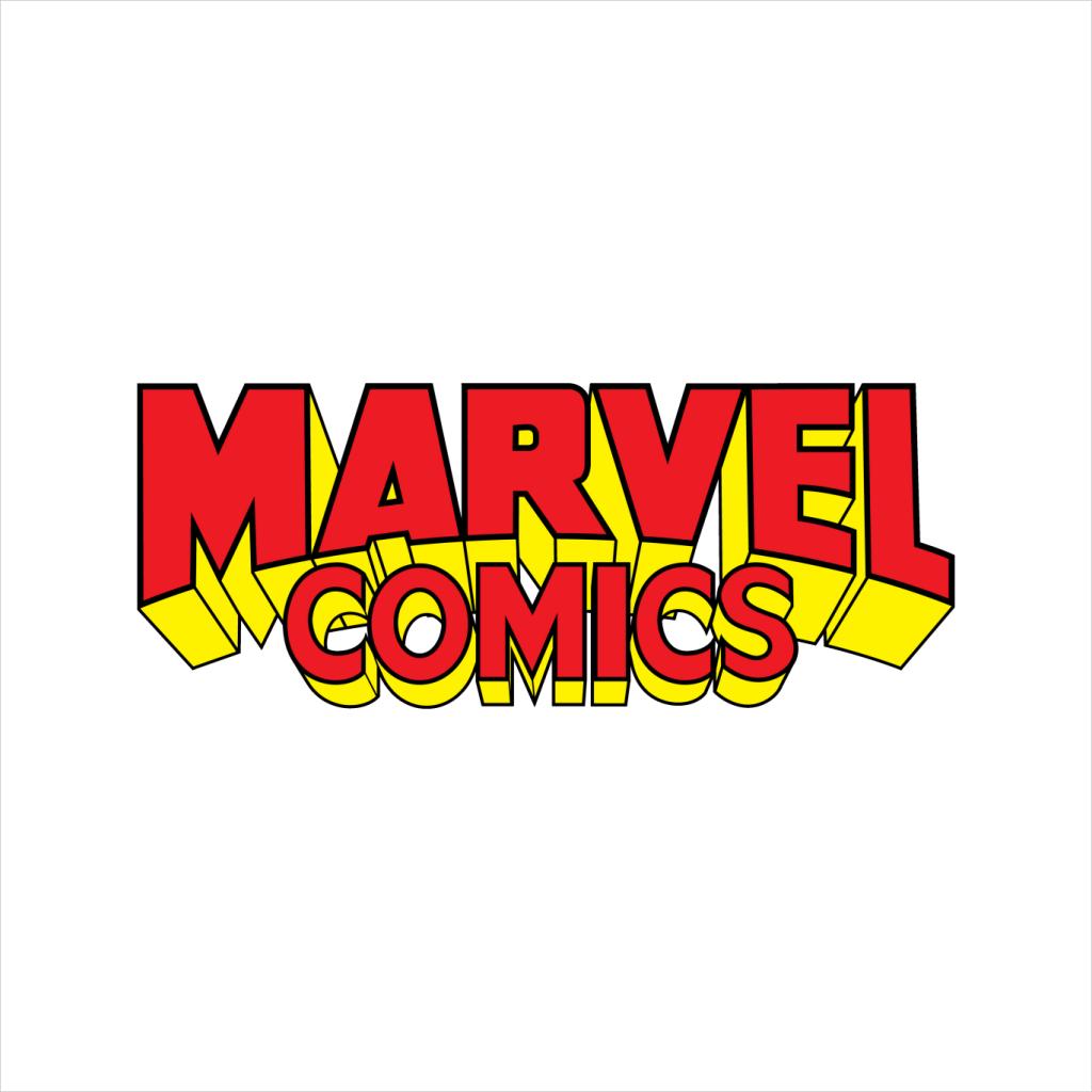 Marvel Comics Retro Red Yellow Logo Men's T-Shirt-ALL + EVERY