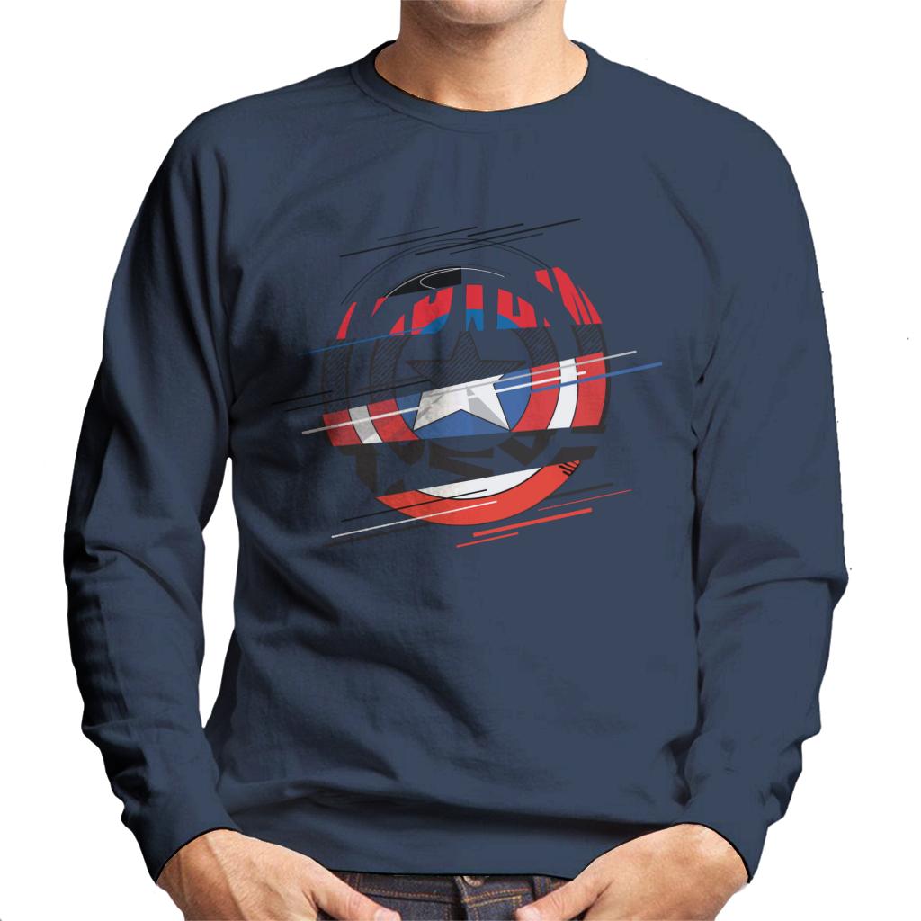 Marvel Captain America Slashed Shield Men's Sweatshirt-ALL + EVERY