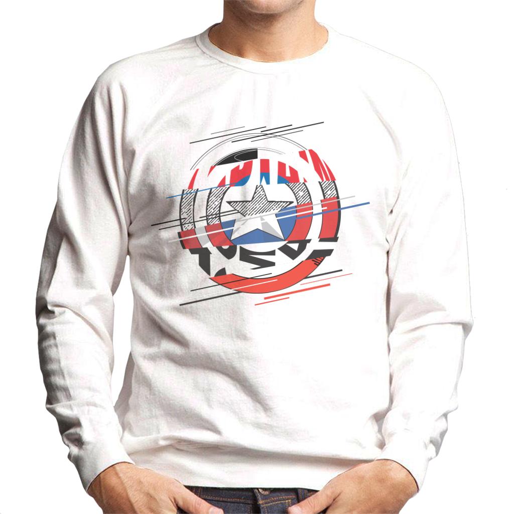 Marvel Captain America Slashed Shield Men's Sweatshirt-ALL + EVERY