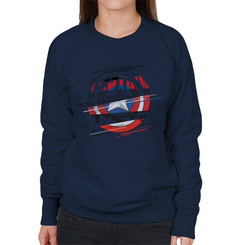 Marvel Captain America Slashed Shield Women's Sweatshirt-ALL + EVERY