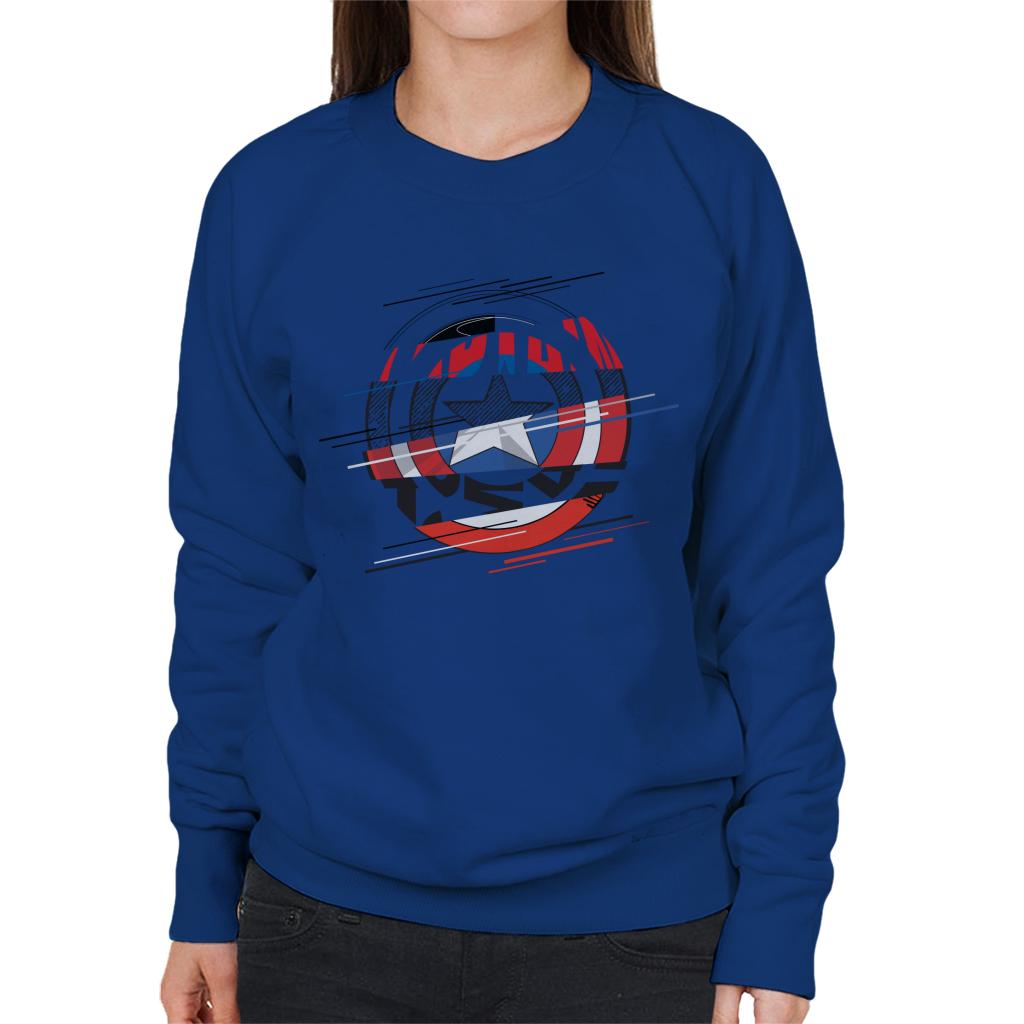 Marvel Captain America Slashed Shield Women's Sweatshirt-ALL + EVERY