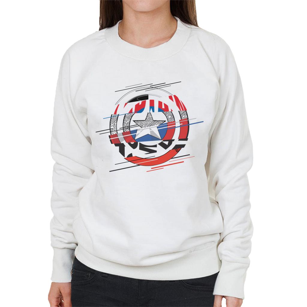 Marvel Captain America Slashed Shield Women's Sweatshirt-ALL + EVERY