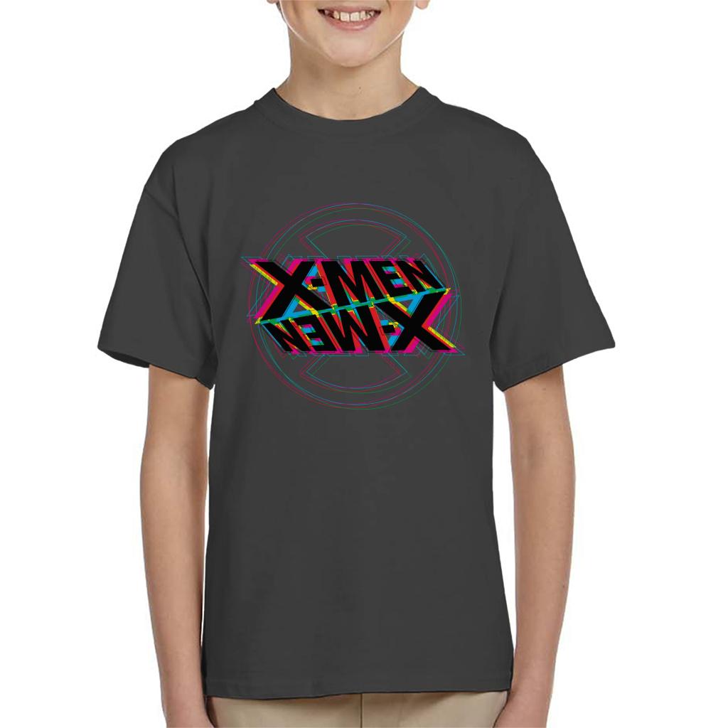 Marvel X Men Multicolour Text Logo Abstract Art Kid's T-Shirt-ALL + EVERY