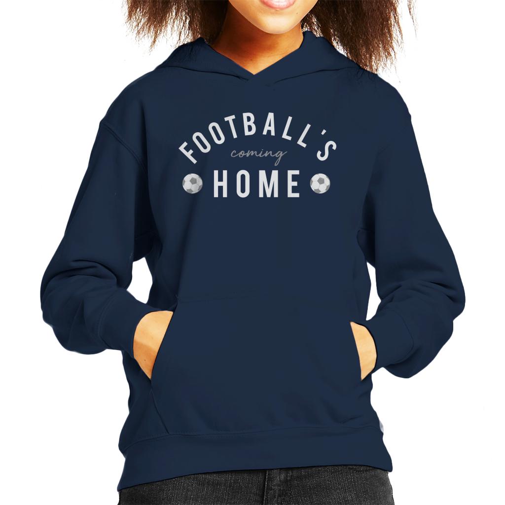 Football's Coming Home White And Grey Text Kid's Hooded Sweatshirt-ALL + EVERY