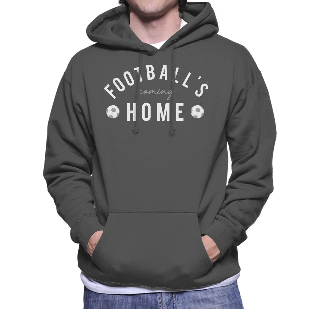 Football's Coming Home White And Grey Text Men's Hooded Sweatshirt-ALL + EVERY