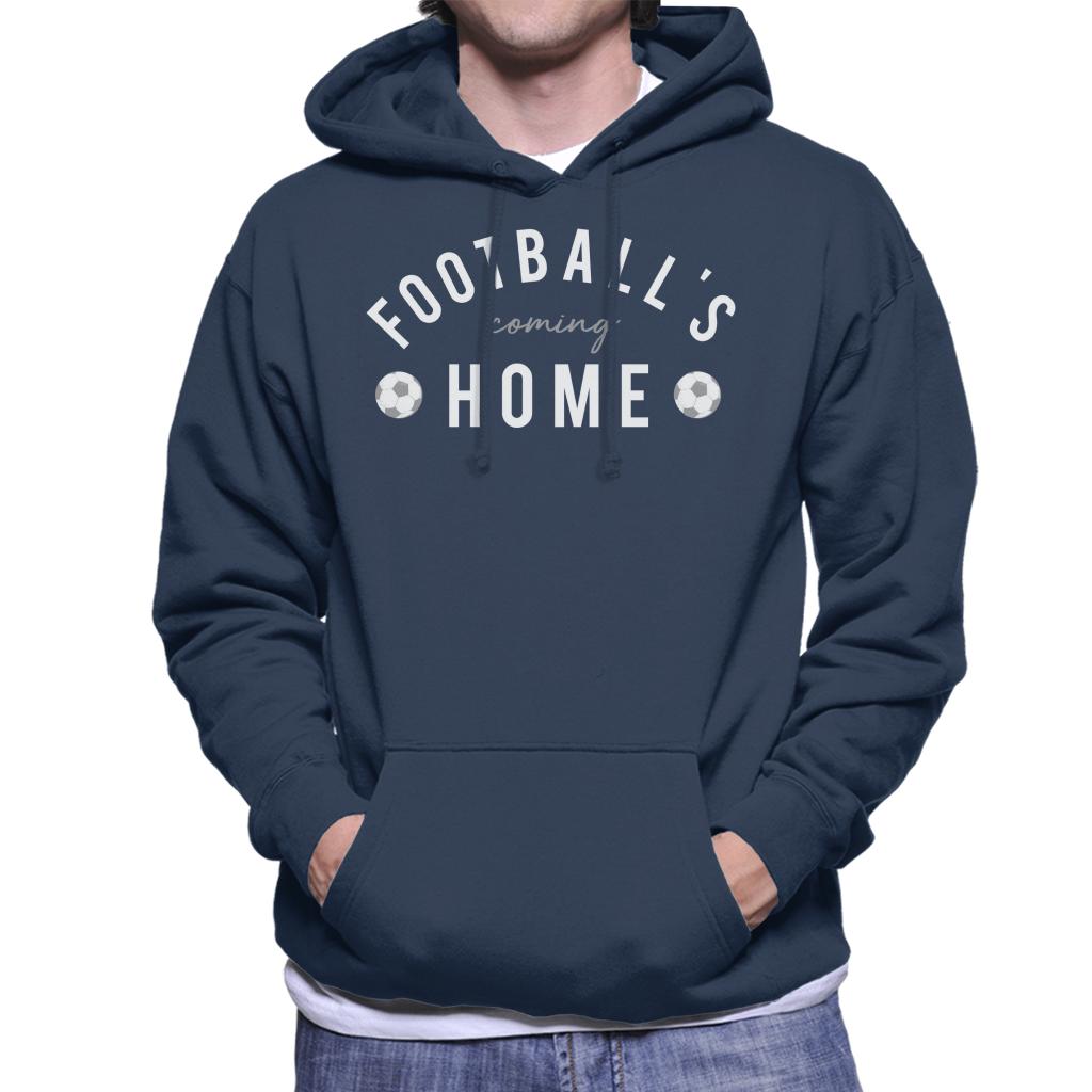 Football's Coming Home White And Grey Text Men's Hooded Sweatshirt-ALL + EVERY