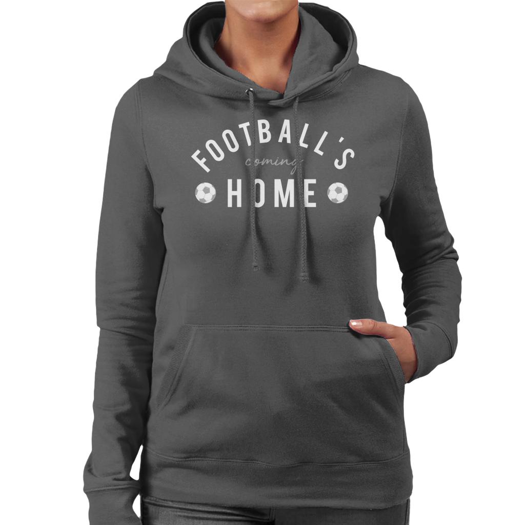 Football's Coming Home White And Grey Text Women's Hooded Sweatshirt-ALL + EVERY