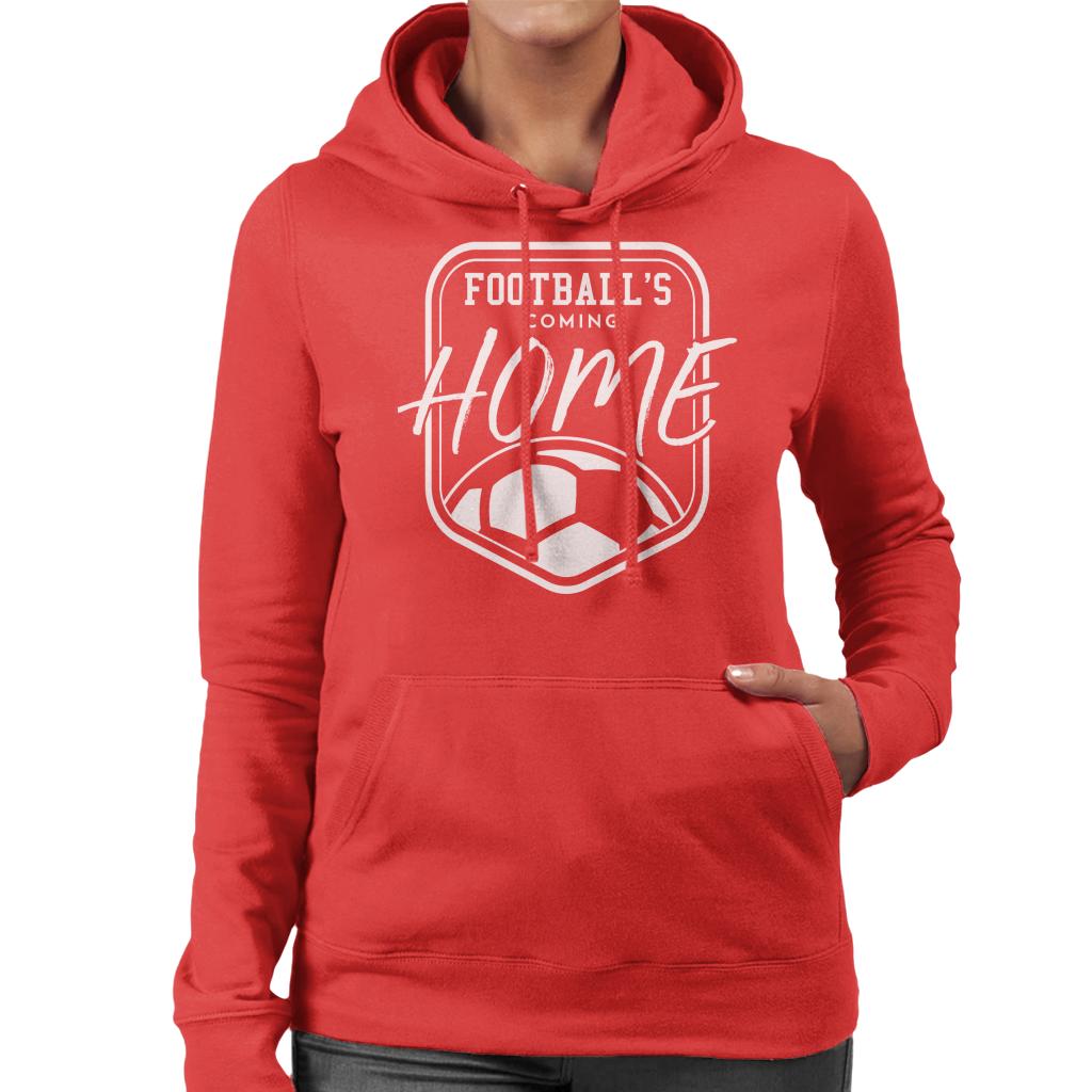 Football's Coming Home White Badge Women's Hooded Sweatshirt-ALL + EVERY