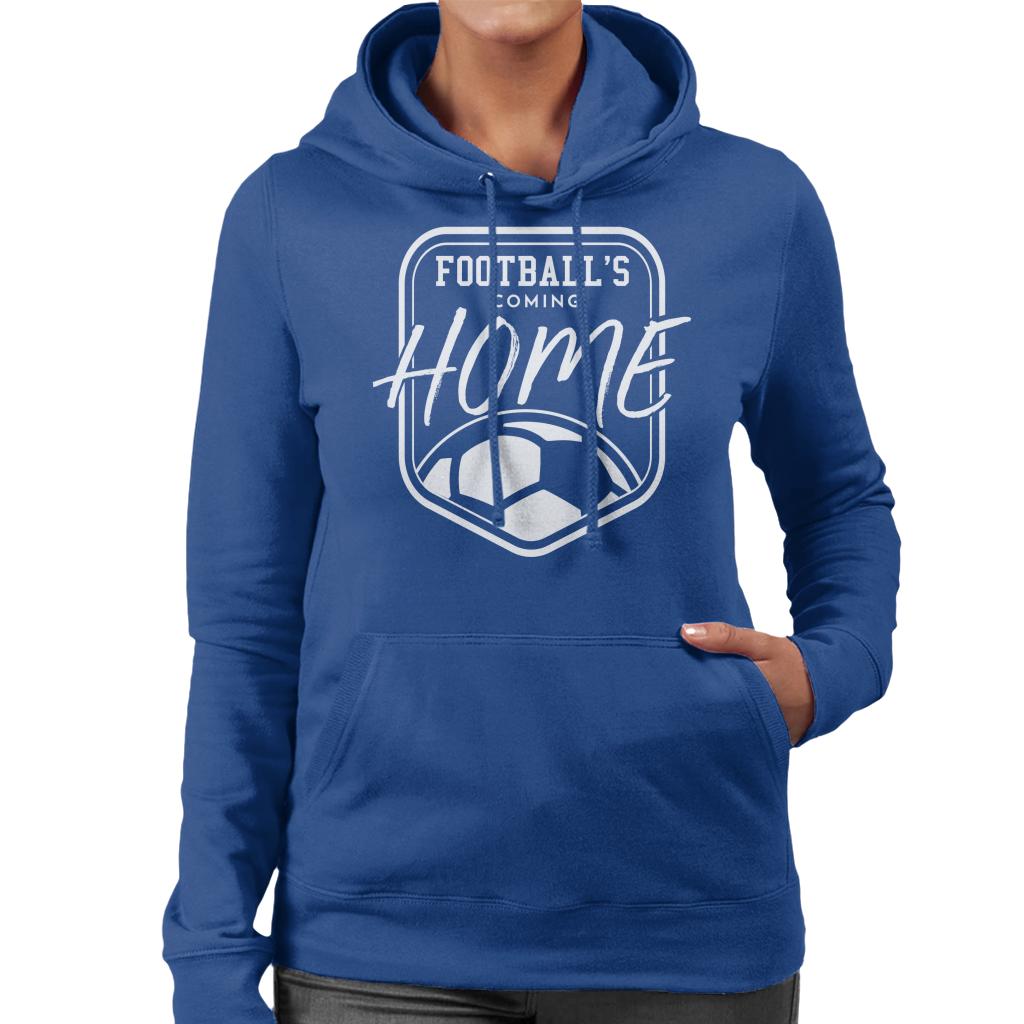 Football's Coming Home White Badge Women's Hooded Sweatshirt-ALL + EVERY