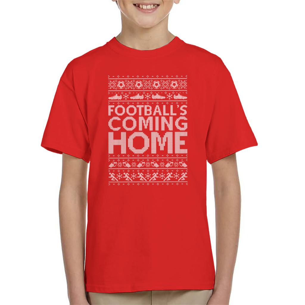 Football's Coming Home Christmas Text Knit Kid's T-Shirt-ALL + EVERY