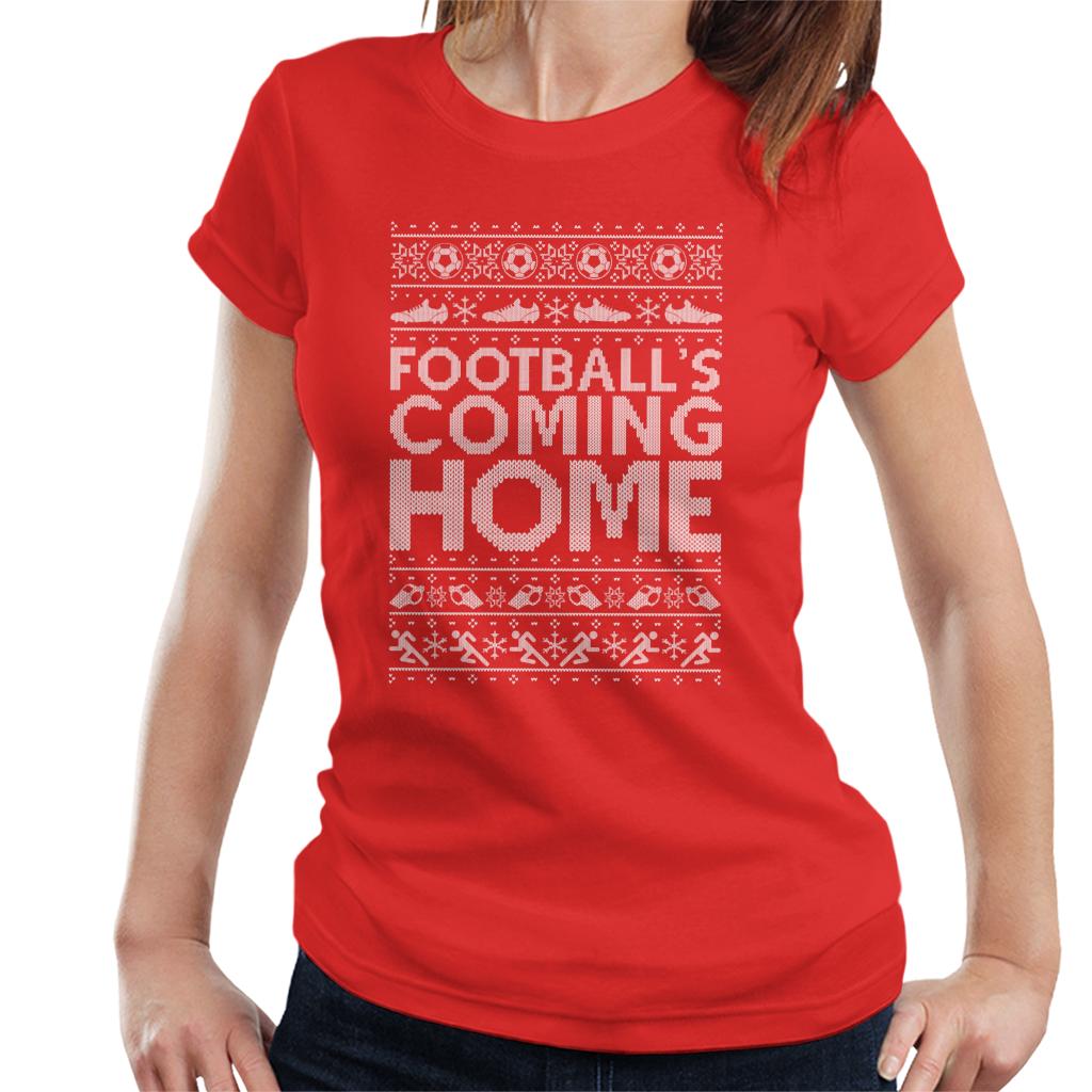 Football's Coming Home Christmas Text Knit Women's T-Shirt-ALL + EVERY