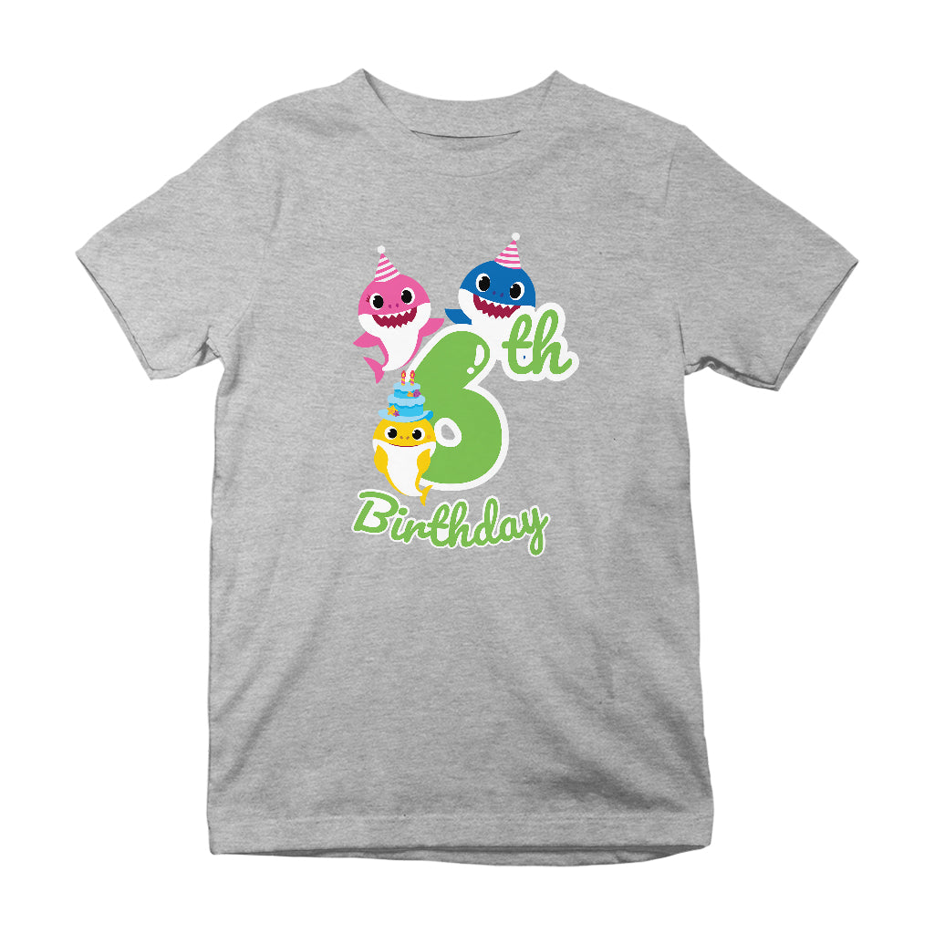 Baby Shark 6th Birthday Mommy And Daddy Kid's T-Shirt-ALL + EVERY