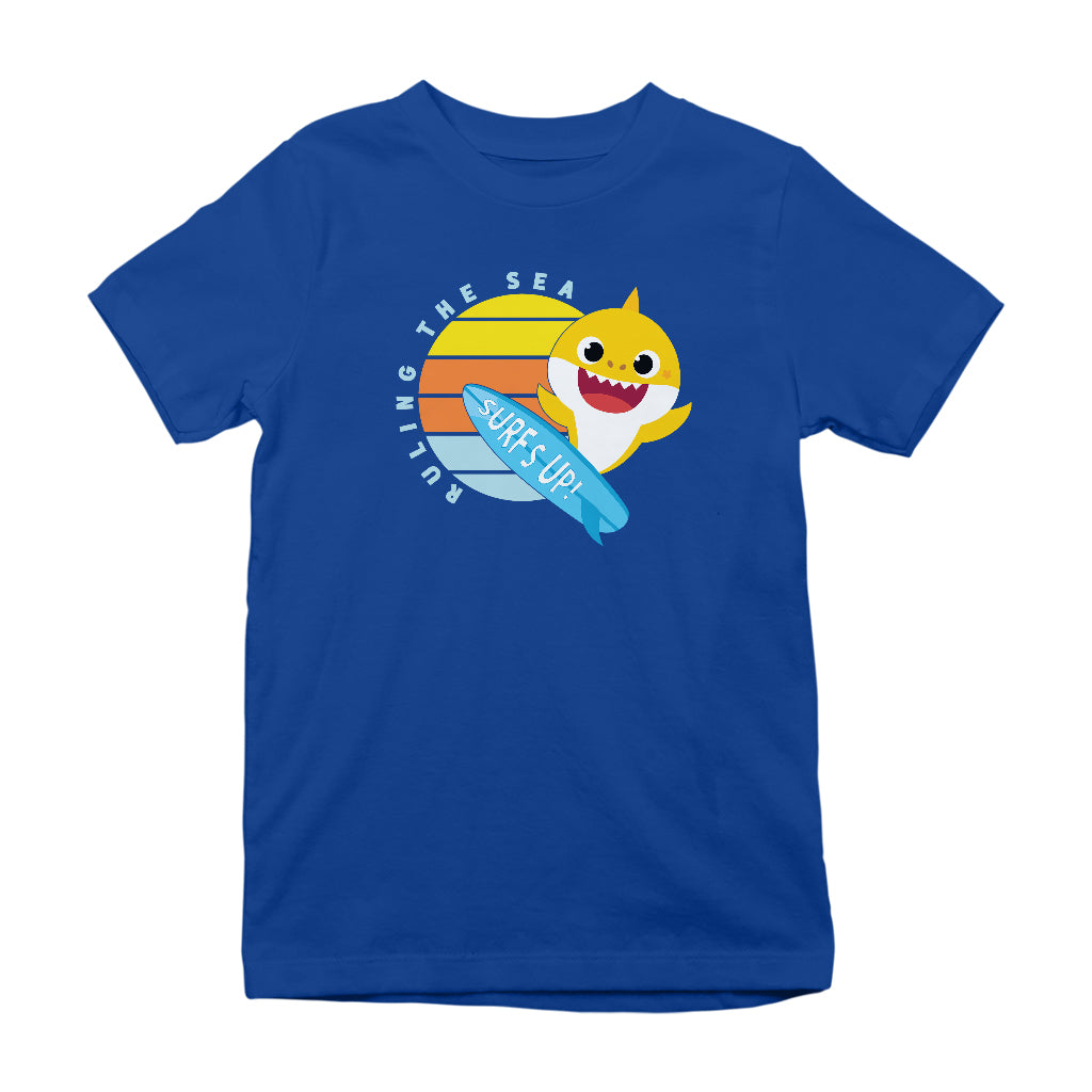 Baby Shark Ruling The Sea Surfs Up Kid's T-Shirt-ALL + EVERY