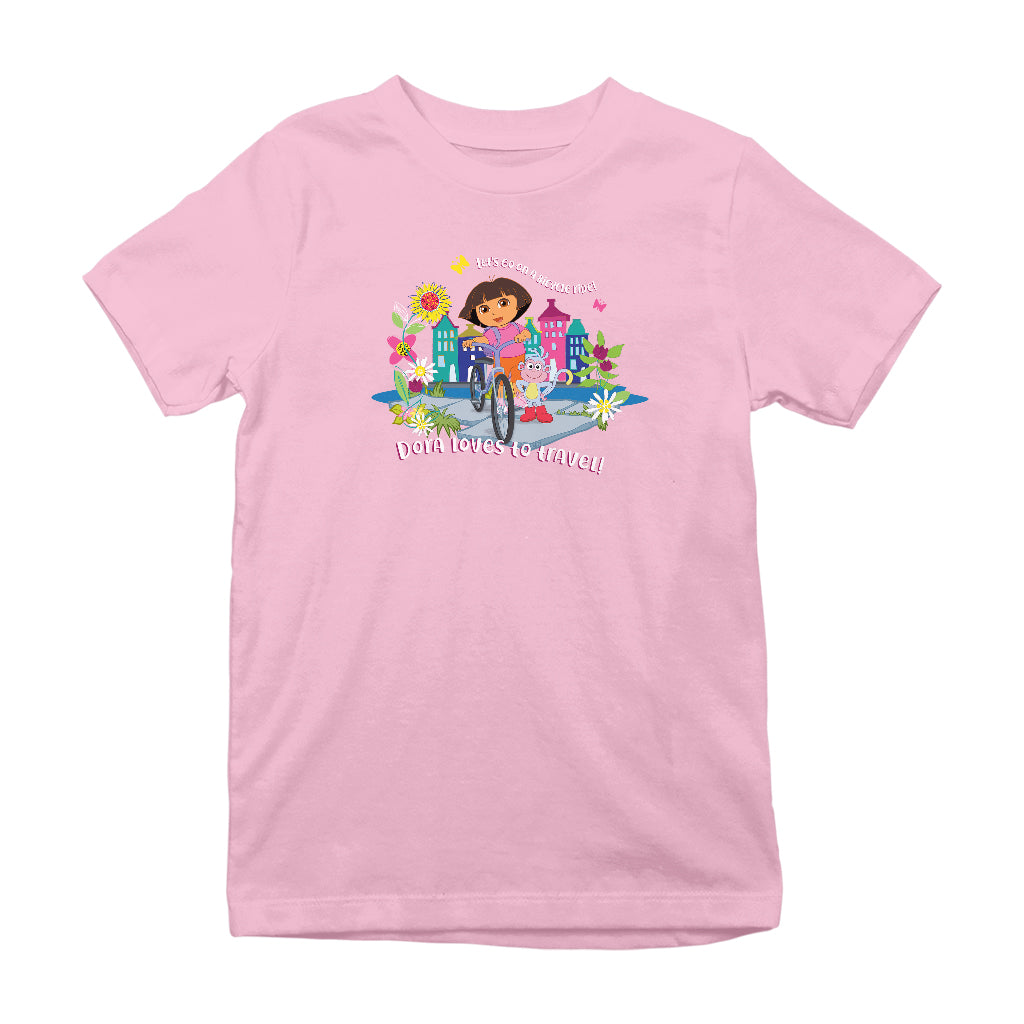 Dora The Explorer Lets Go On A Bicycle Ride Kid's T-Shirt-ALL + EVERY