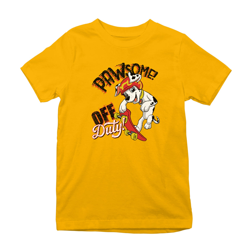 PAW Patrol Off Duty Pawsome Skateboarding Kid's T-Shirt-ALL + EVERY