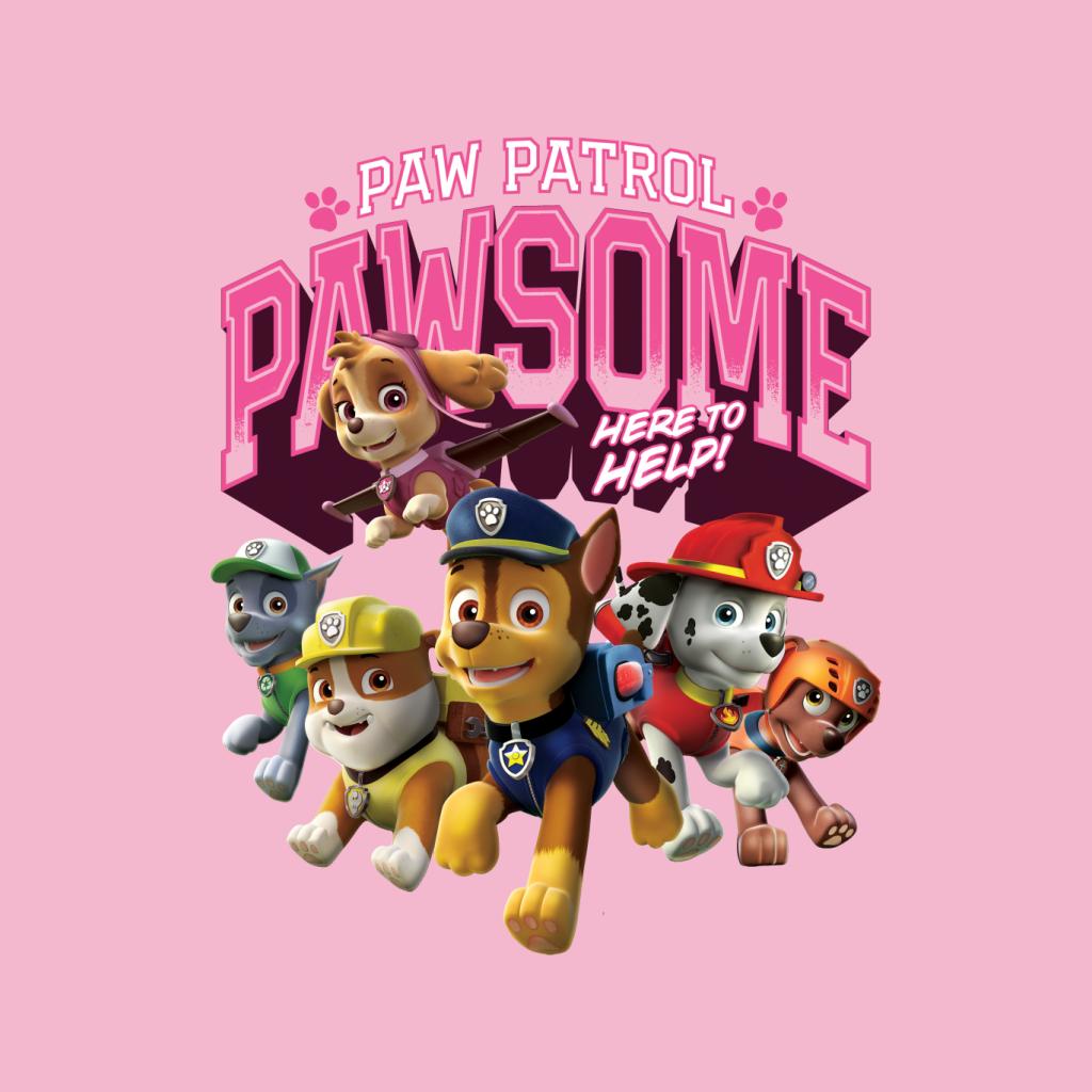 PAW Patrol Pawsome Pups Here To Help Pink Logo Kid's T-Shirt-ALL + EVERY