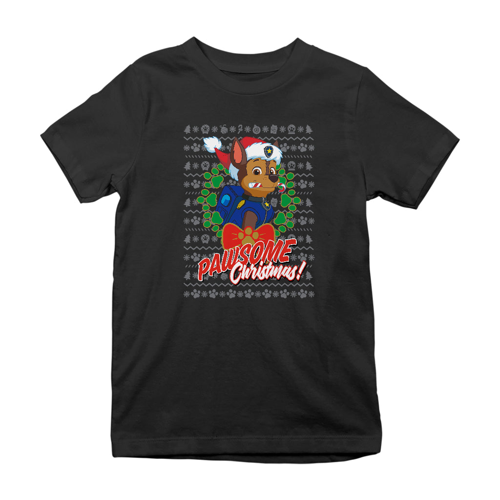 PAW Patrol Chase Pawsome Christmas Kid's T-Shirt-ALL + EVERY