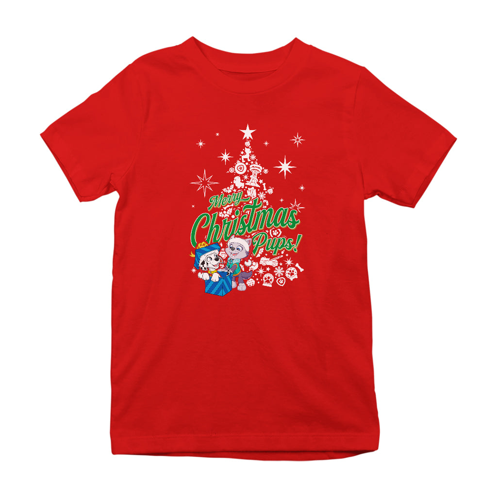 PAW Patrol Merry Christmas Pups Marshall And Everest Kid's T-Shirt-ALL + EVERY