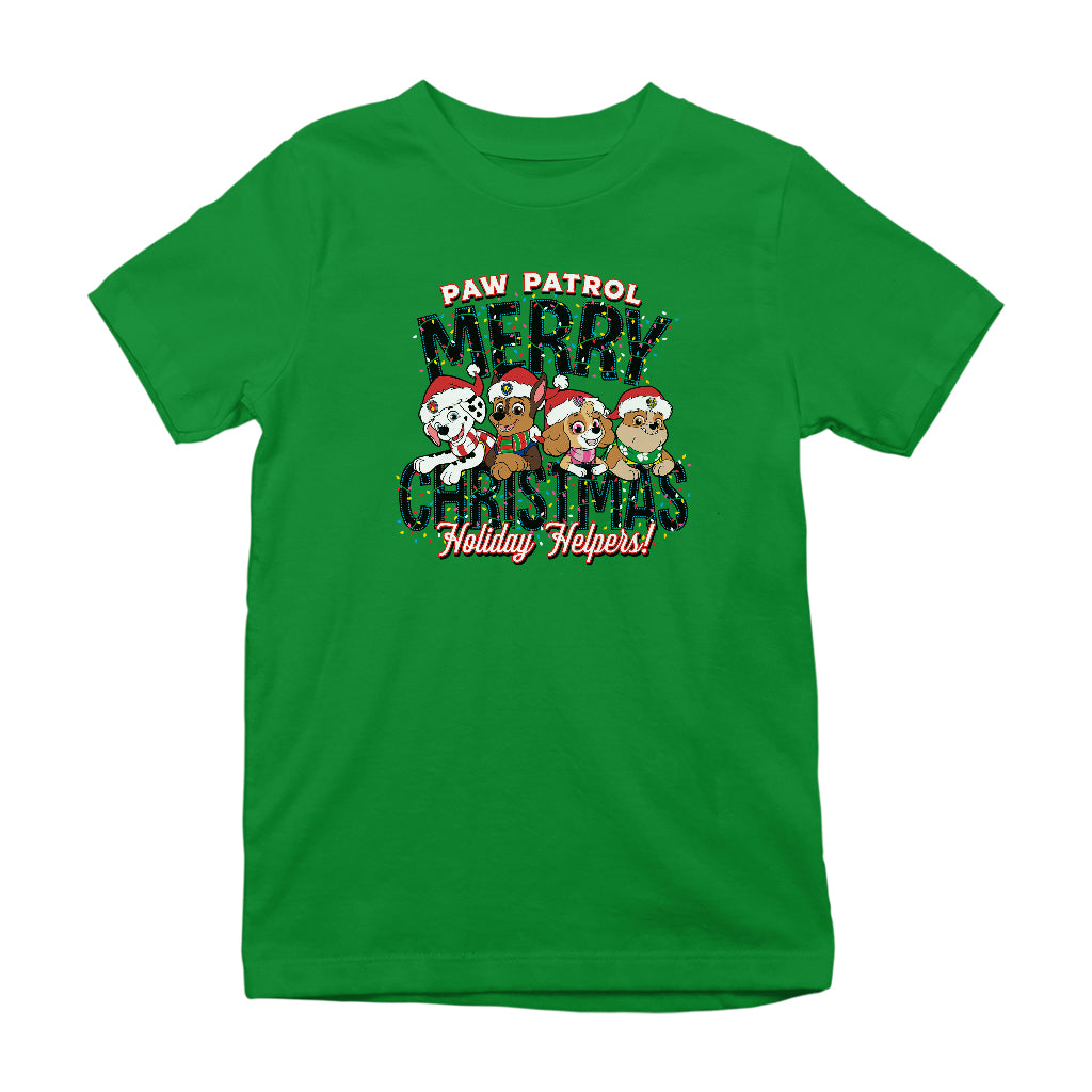 PAW Patrol Merry Christmas Holiday Helpers Santa Hats Kid's T-Shirt-ALL + EVERY