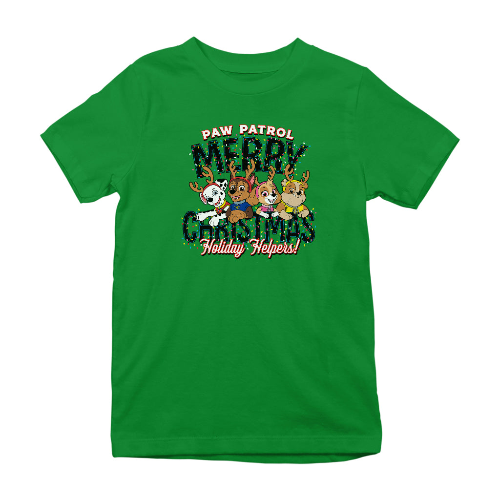 PAW Patrol Merry Christmas Holiday Helpers Antlers Kid's T-Shirt-ALL + EVERY