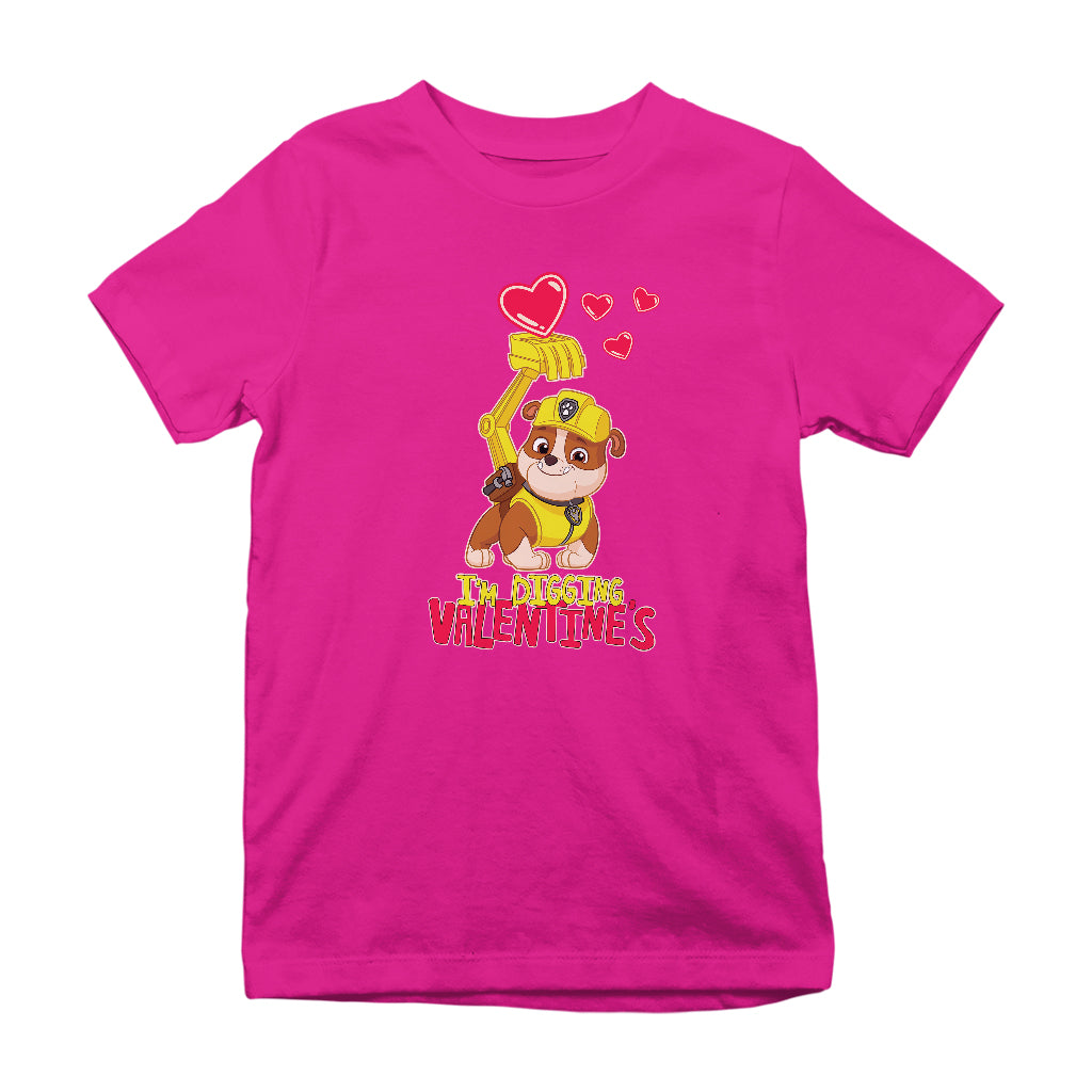 PAW Patrol Rubble Im Digging Valentines Kid's T-Shirt-ALL + EVERY