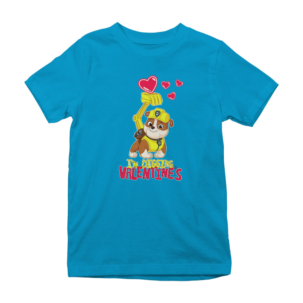 PAW Patrol Rubble Im Digging Valentines Kid's T-Shirt-ALL + EVERY