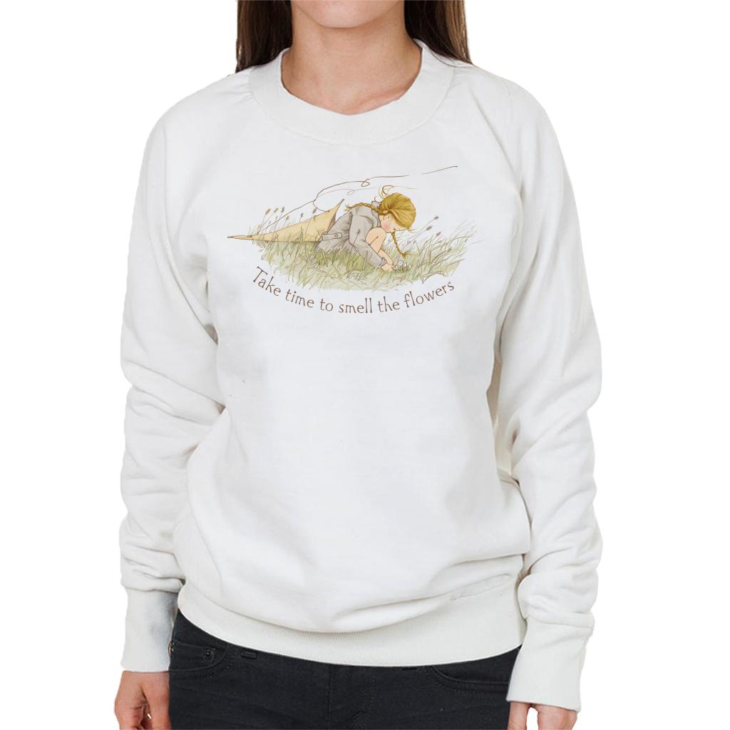 Holly Hobbie Classic Take Time To Smell The Flowers Women's Sweatshirt-ALL + EVERY