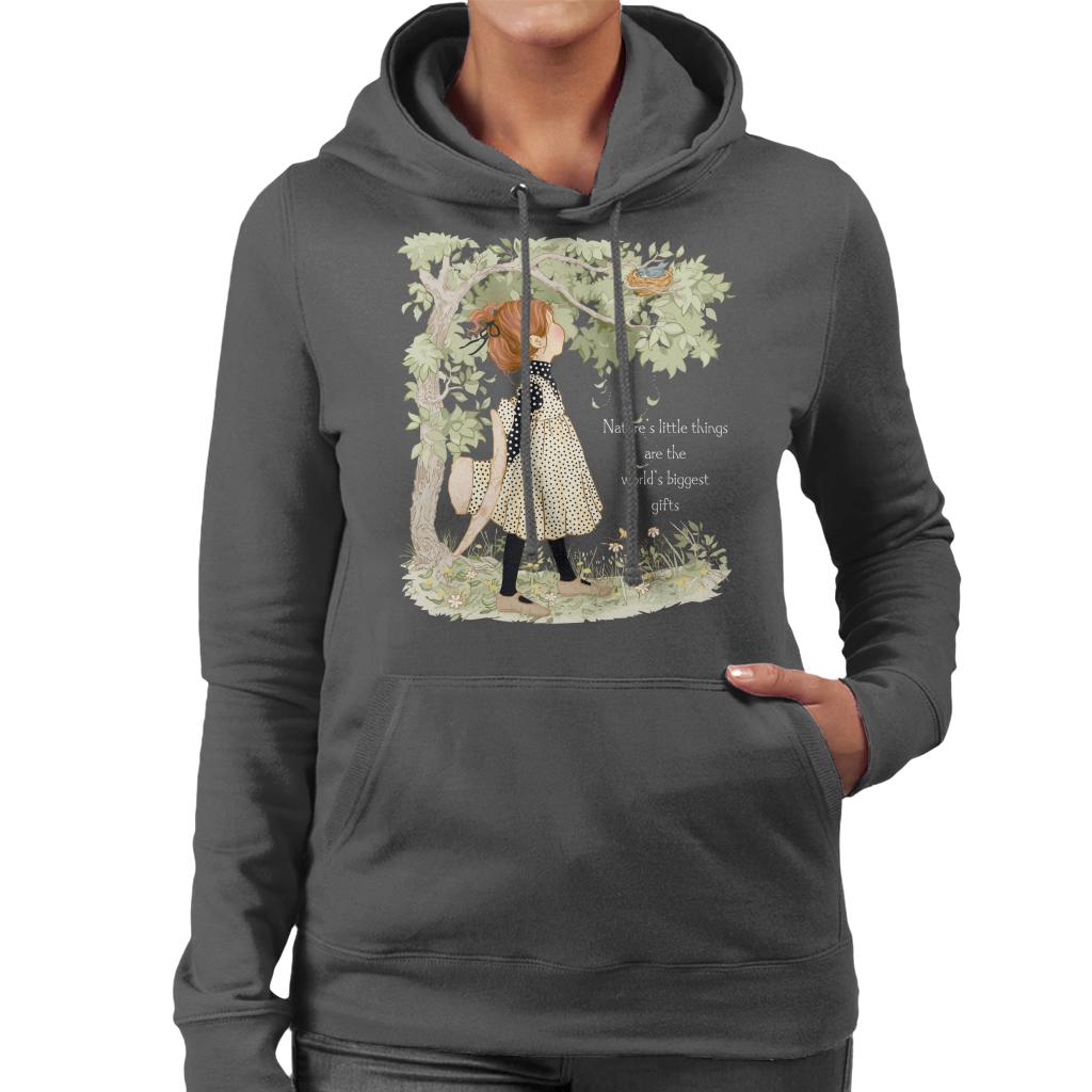 Holly Hobbie Classic Natures Little Things Light Text Women's Hooded Sweatshirt-ALL + EVERY