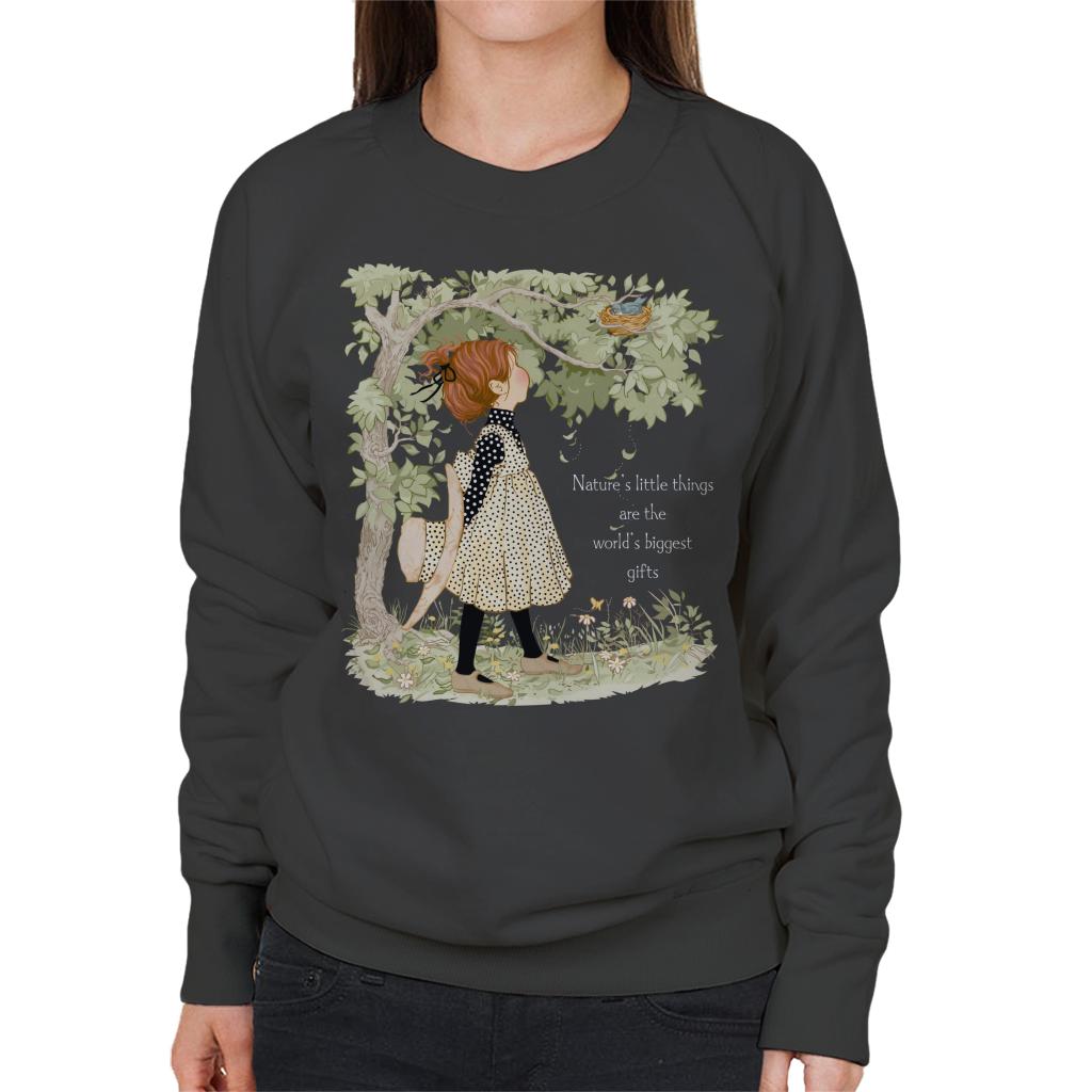 Holly Hobbie Classic Natures Little Things Light Text Women's Sweatshirt-ALL + EVERY