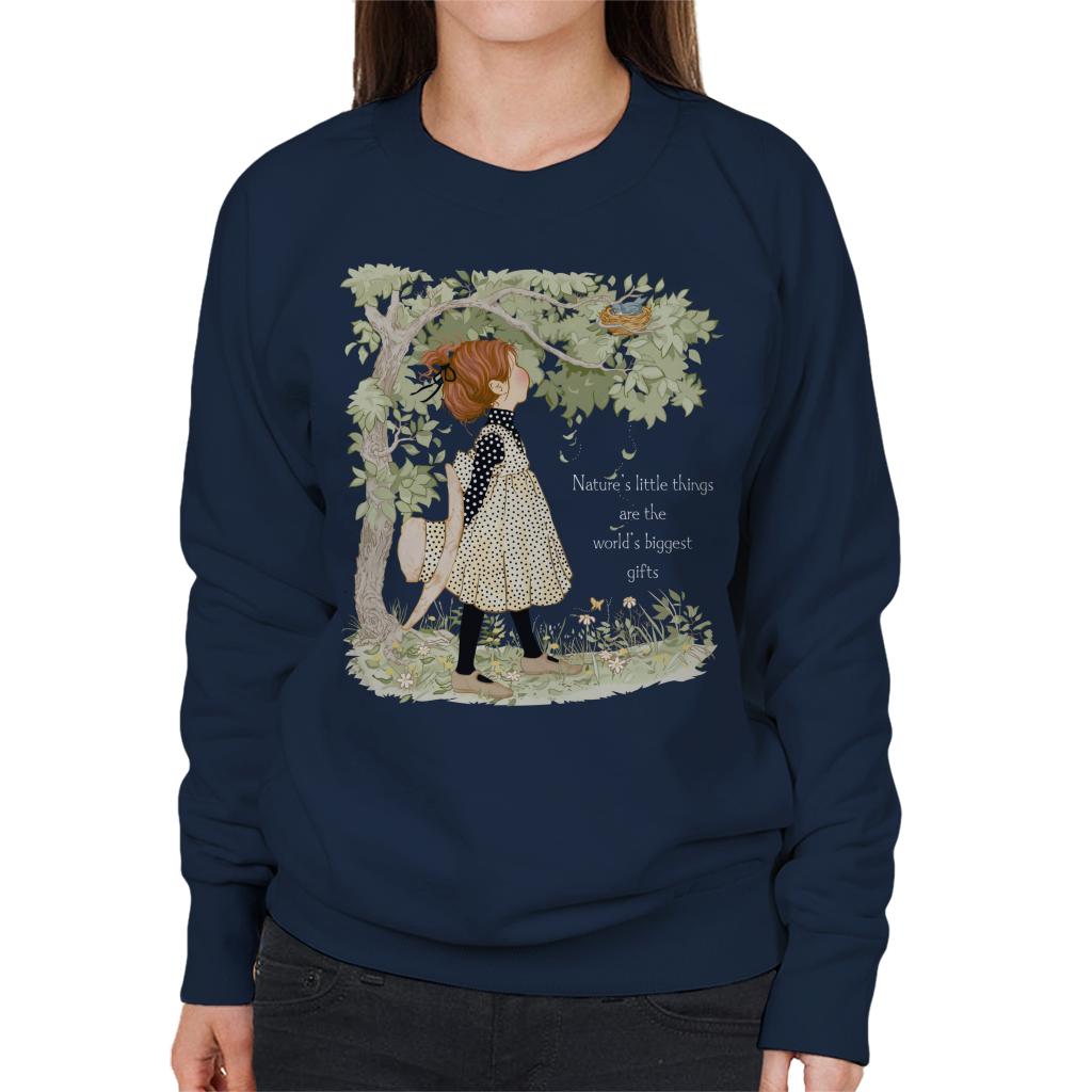 Holly Hobbie Classic Natures Little Things Light Text Women's Sweatshirt-ALL + EVERY