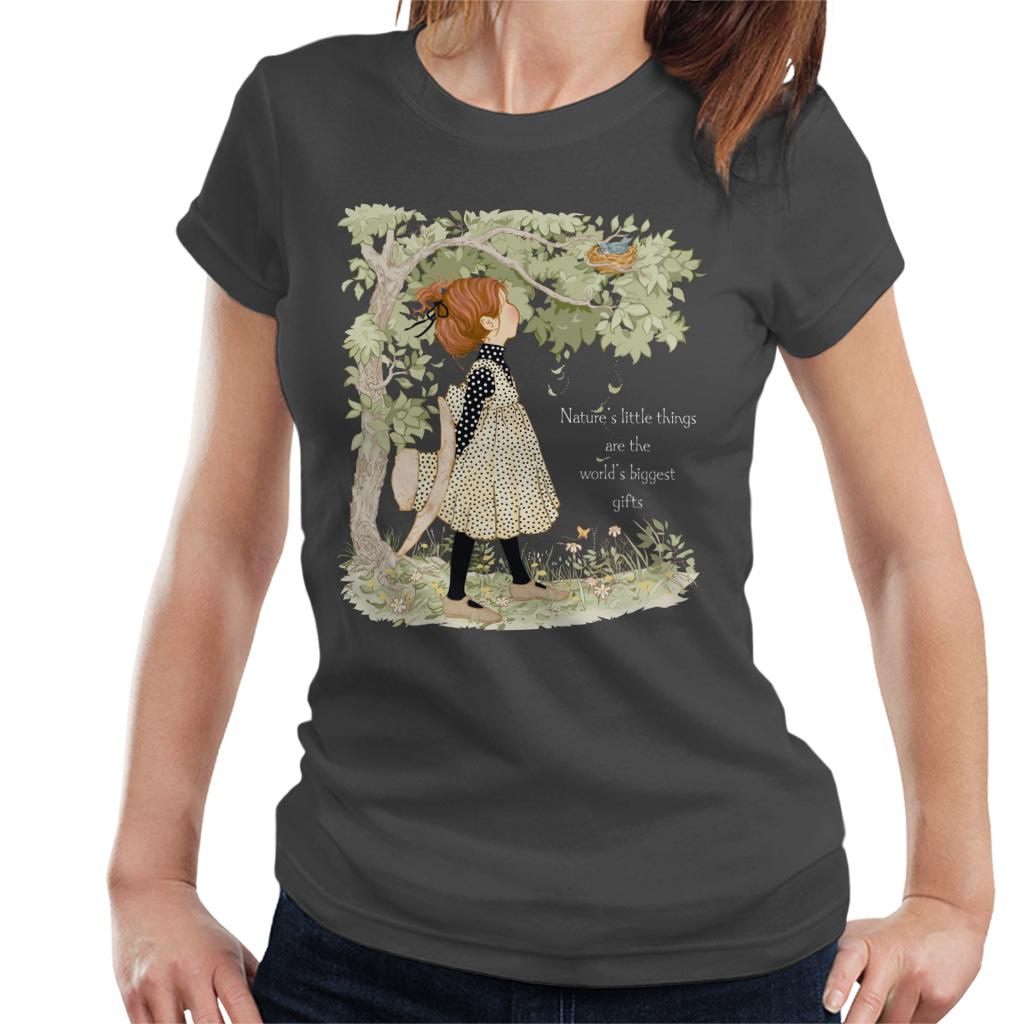 Holly Hobbie Classic Natures Little Things Light Text Women's T-Shirt-ALL + EVERY