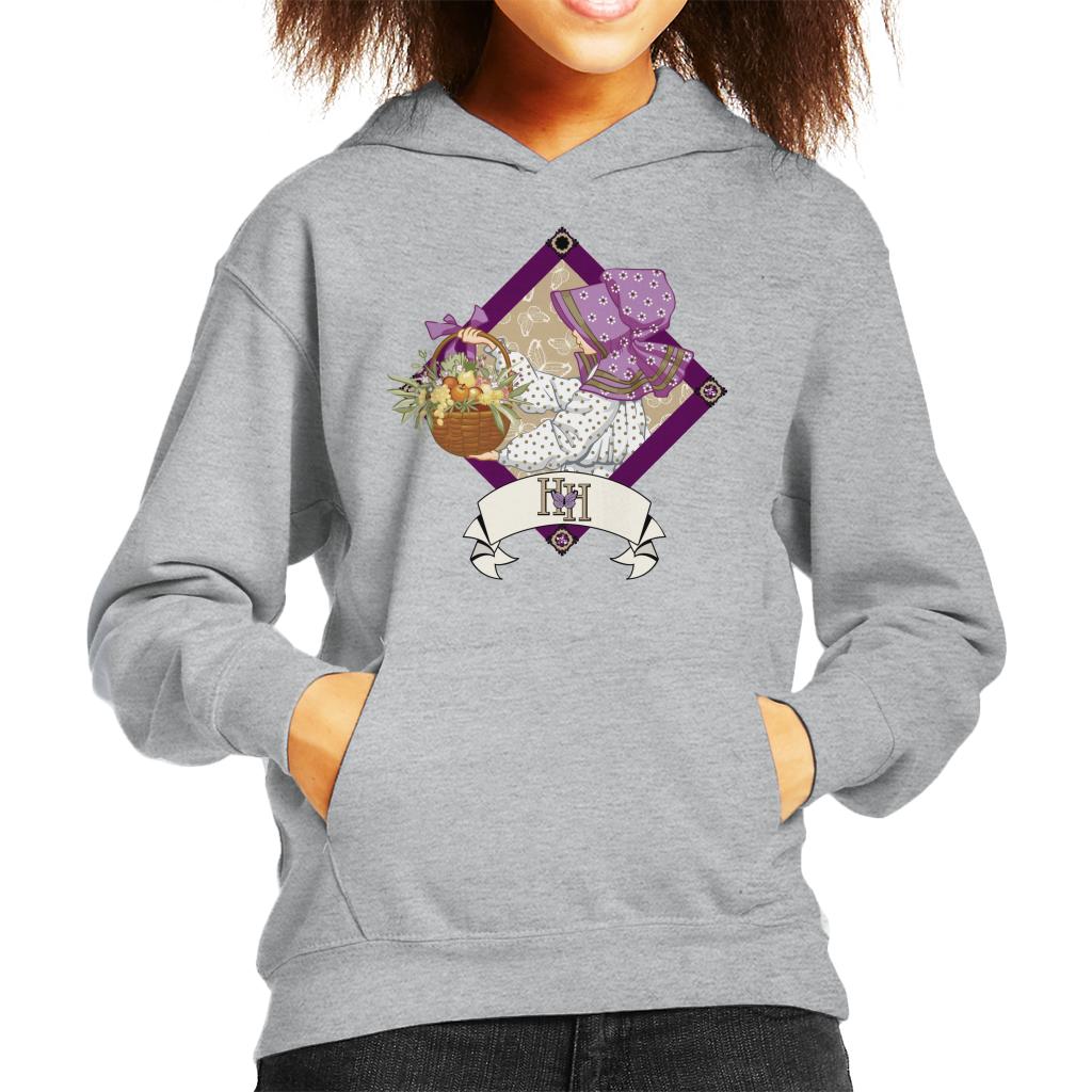 Holly Hobbie Classic With A Basket Of Fruit And Flowers Kid's Hooded Sweatshirt-ALL + EVERY