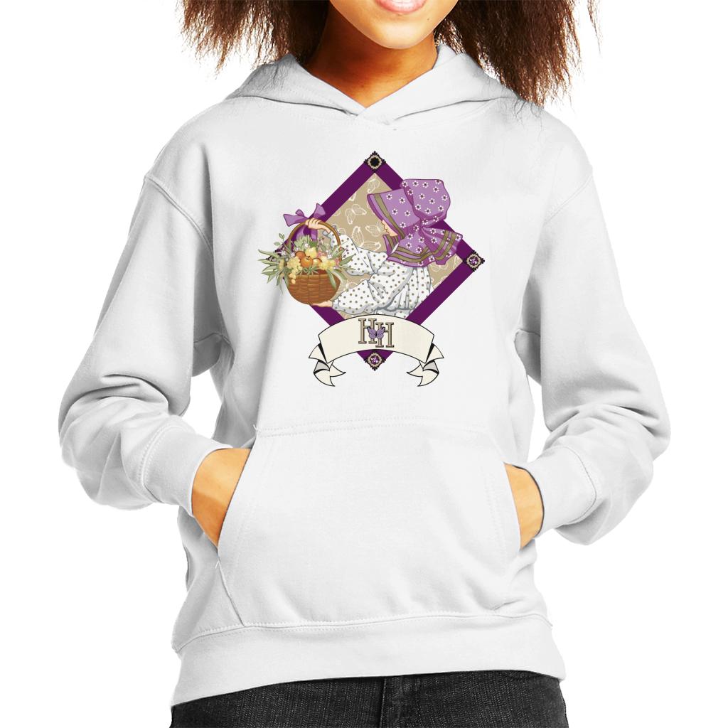 Holly Hobbie Classic With A Basket Of Fruit And Flowers Kid's Hooded Sweatshirt-ALL + EVERY