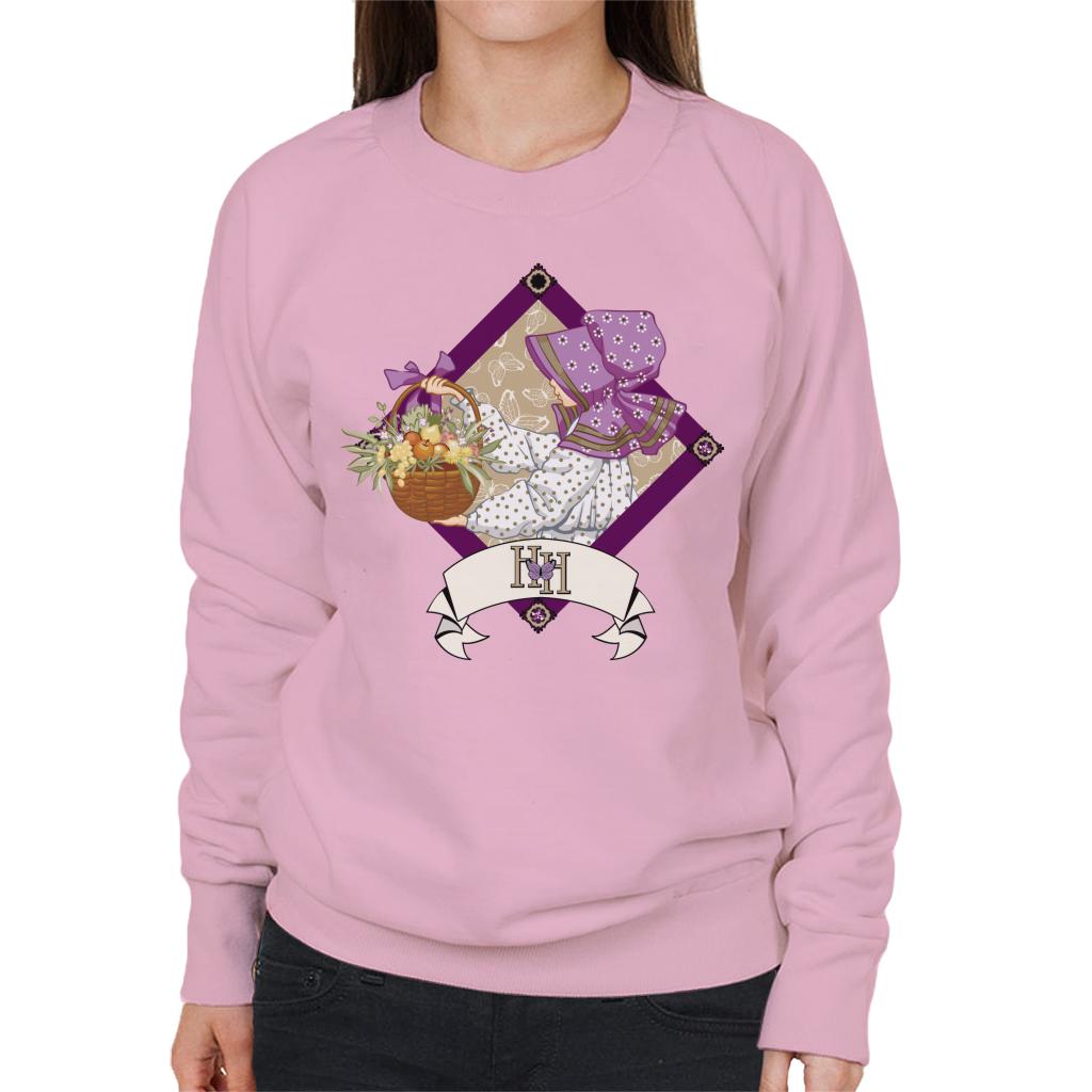 Holly Hobbie Classic With A Basket Of Fruit And Flowers Women's Sweatshirt-ALL + EVERY