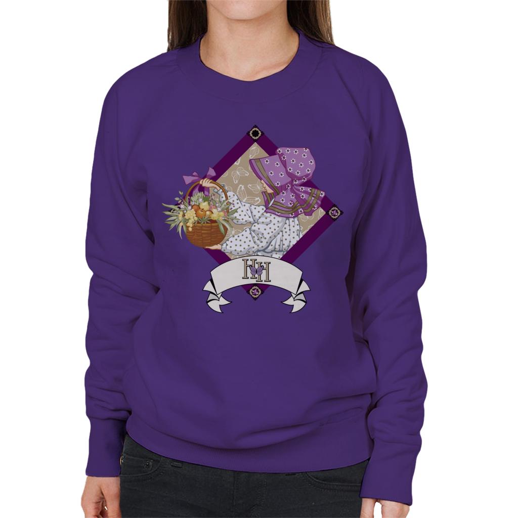 Holly Hobbie Classic With A Basket Of Fruit And Flowers Women's Sweatshirt-ALL + EVERY