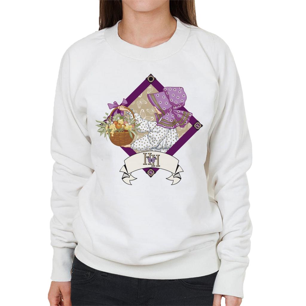 Holly Hobbie Classic With A Basket Of Fruit And Flowers Women's Sweatshirt-ALL + EVERY