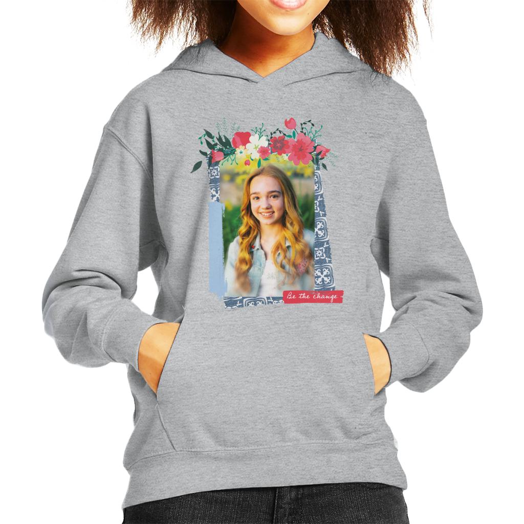 Holly Hobbie Be The Change Floral Border Kid's Hooded Sweatshirt-ALL + EVERY