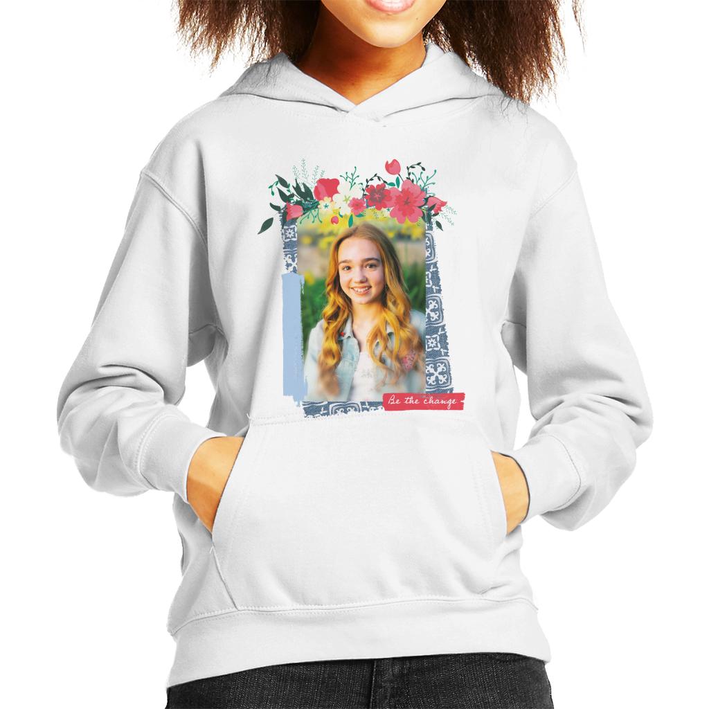 Holly Hobbie Be The Change Floral Border Kid's Hooded Sweatshirt-ALL + EVERY