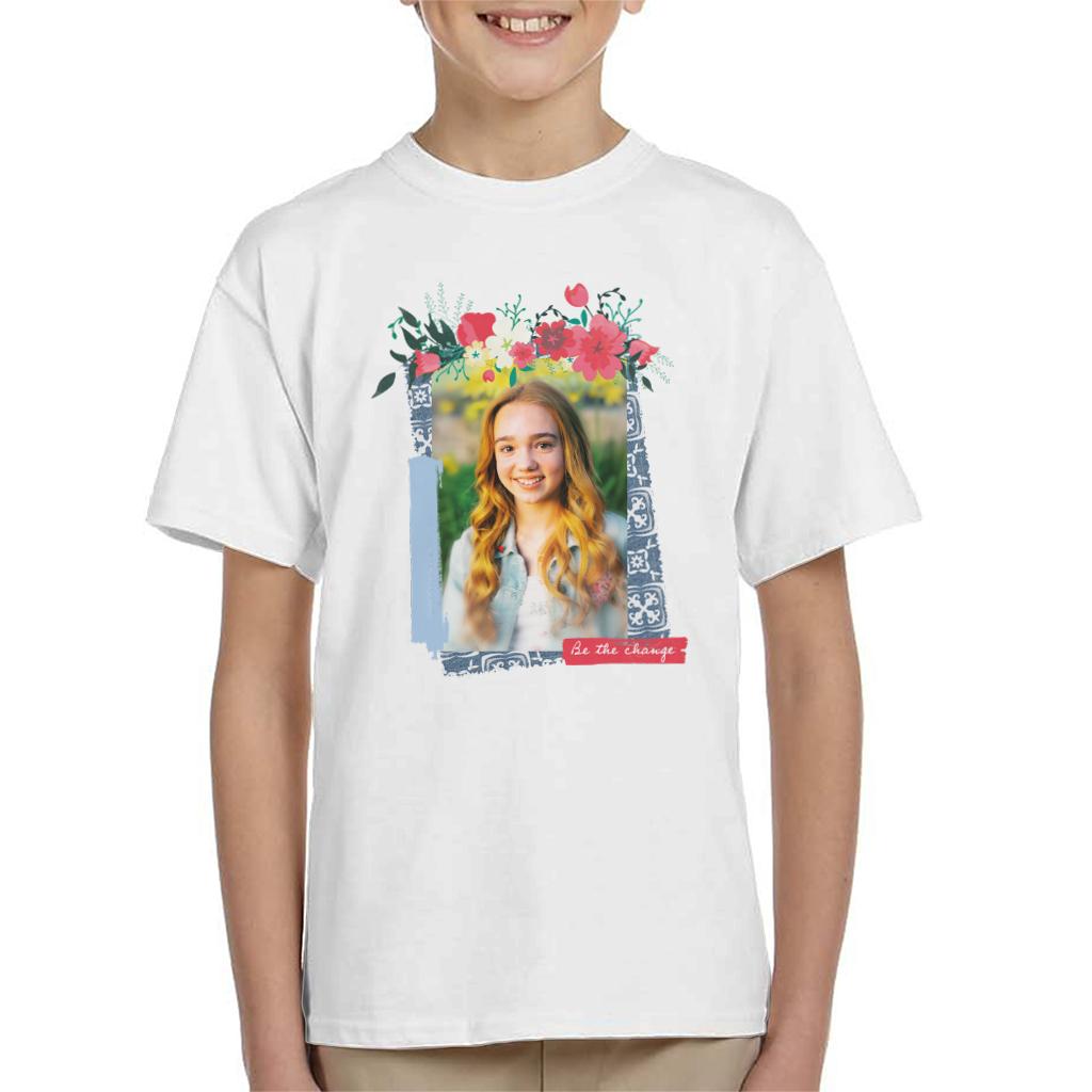 Holly Hobbie Be The Change Floral Border Kid's T-Shirt-ALL + EVERY