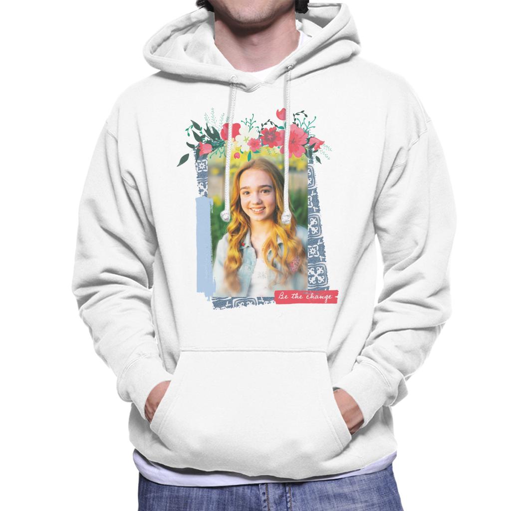 Holly Hobbie Be The Change Floral Border Men's Hooded Sweatshirt-ALL + EVERY