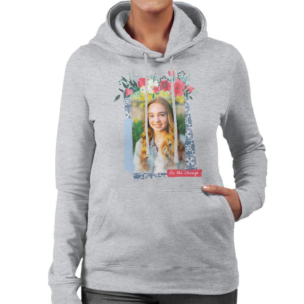 Holly Hobbie Be The Change Floral Border Women's Hooded Sweatshirt-ALL + EVERY