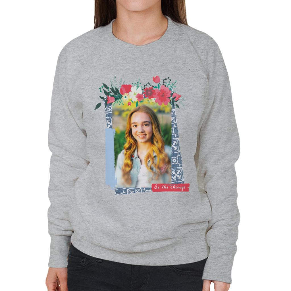 Holly Hobbie Be The Change Floral Border Women's Sweatshirt-ALL + EVERY