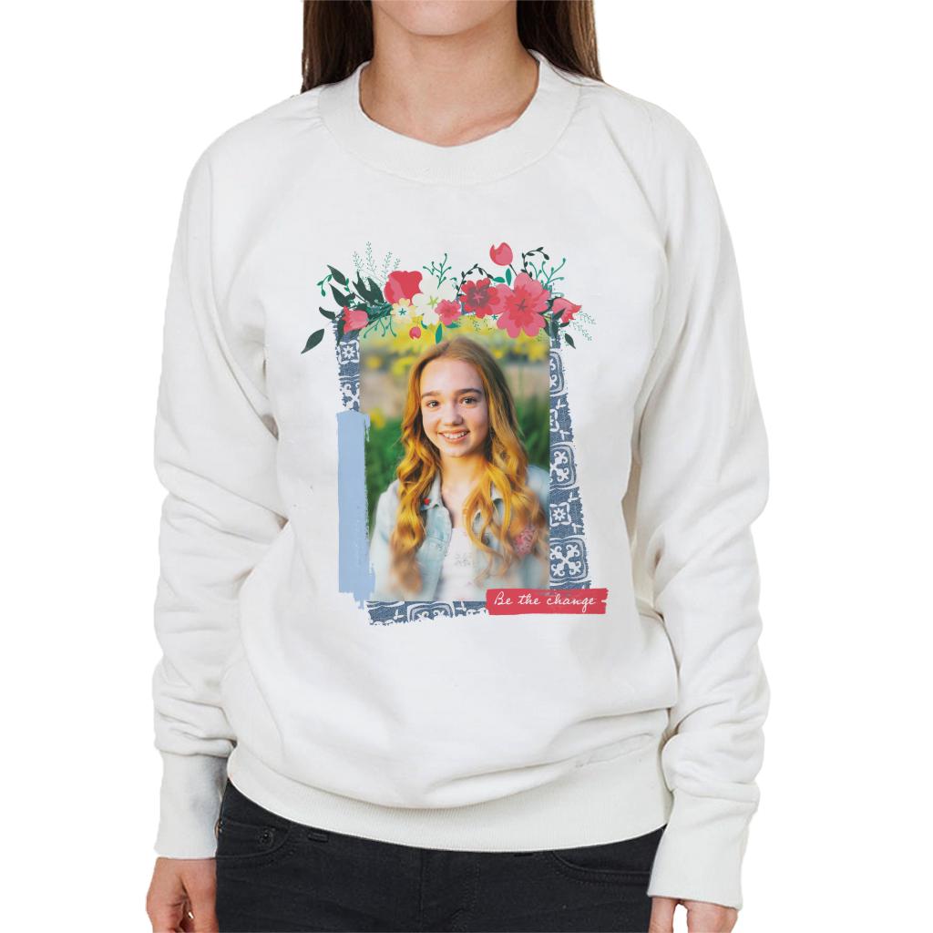 Holly Hobbie Be The Change Floral Border Women's Sweatshirt-ALL + EVERY