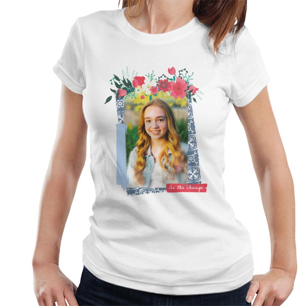 Holly Hobbie Be The Change Floral Border Women's T-Shirt-ALL + EVERY